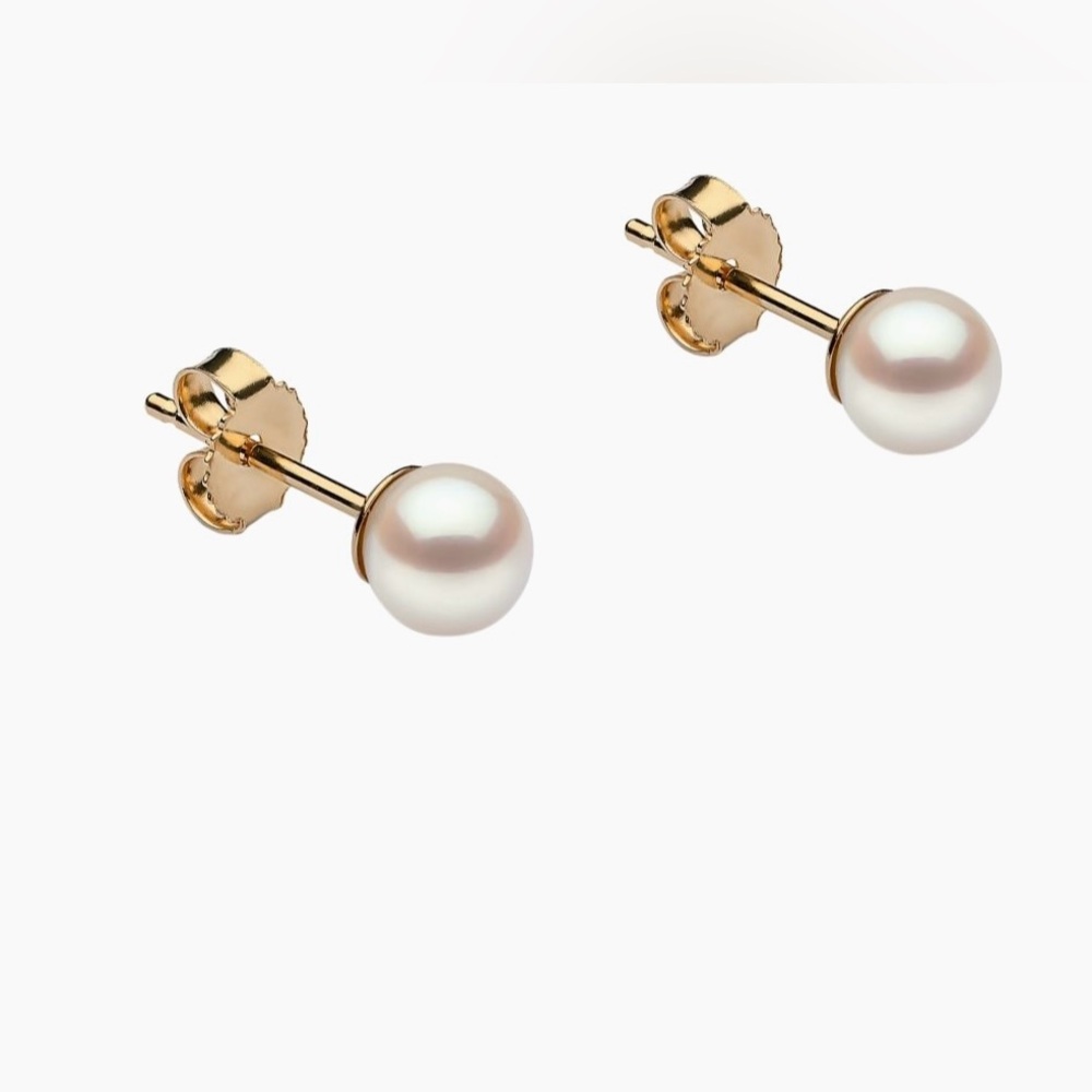 14K yellow gold 5 - 5.5MM Akoya pearl stud earrings